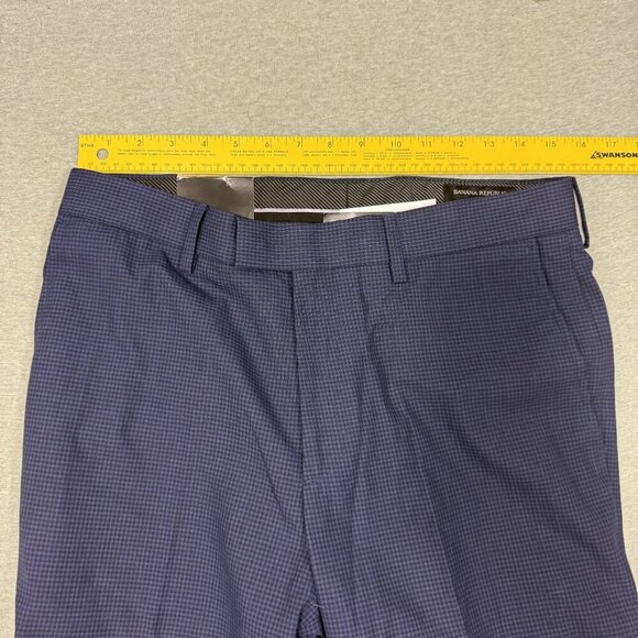 Banana Republic Pants Mens 30X30 Checkered Blue Stretch Standard Fit Performance - Picture 5 of 9